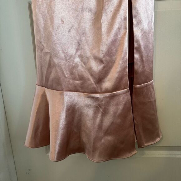 Birdy Grey Eugina Convertible Midi Dress Shiny Satin Rose Gold - Picture 5 of 9